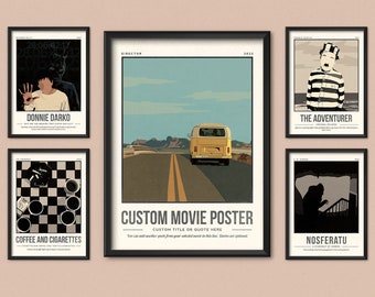 Custom Movie Poster | Quote Retro Movie Illustration Print | Personalised Quote Wall Art | Film Lover Gift | Personalised Movie Home Decor