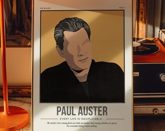 Paul Auster Print | Author Quote Wall Art | Retro Literary Poster | Book Lover Bookish Gift