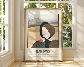 Jane Eyre Print | Charlotte Brontë Book Cover Art | Retro Quote Poster | Book Lover Literature Gift | Bookish Wall Decor | Book Cover Art