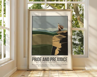 Pride and Prejudice Print | Jane Austen Quote Wall Art | Book Lover Literature Art | Bookish Gift