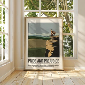 Stolz und Vorurteil Poster | Jane Austen Buchumschlag Kunst | Zitat Wandkunst | Retro literarisches Poster | Buchliebhaber Literatur Kunst | Bücherwurm Geschenk