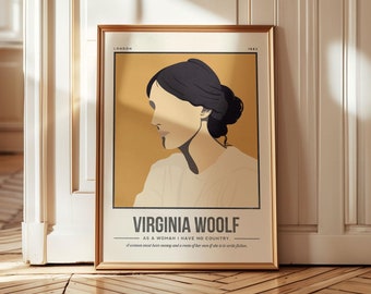 Virginia Woolf Poster | Author Quote Wall Art | Retro Literary Poster | Book Lover Literature Art | Bookish Gift | Illustration Art Print