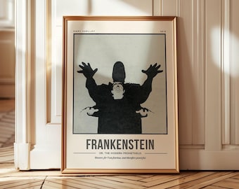 Frankenstein | Mary Wollstonecraft Shelley Book Cover | Quote Wall Art | Retro Literary Poster | Book Lover Art Bookish Gift | Dark Academia