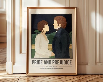 Pride & Prejudice Print | Elizabeth and Mr Darcy Wall Art | Jane Austen Book Lover Gift