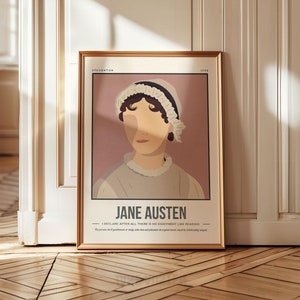Jane Austen Print | Author Quote Wall Art | Retro Literary Poster | Book Lover Literature Art | Bookish Gift | Illustration Art Print