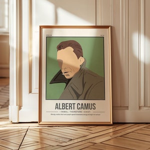 Albert Camus Poster | Author Quote Wall Art | Retro Literary Poster | Book Lover Literature Art | Bookish Gift | Camus Portrait Art Print