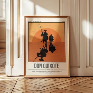 Stampa di Don Chisciotte / Copertina del libro di Miguel de Cervantes / Citazione da parete / Poster letterario retrò / Arte letteraria per amanti dei libri / Regalo per amanti dei libri