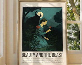 Beauty and the Beast Print | La Belle et la Bête Wall Art | Book Lover Gift