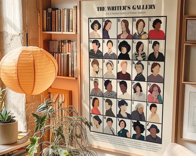 A to Z Gallery of Women Writers Print | Portraits of Female Authors | Book Lover Gift