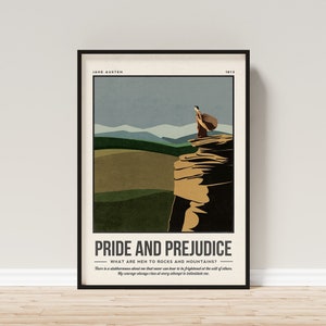 Pride and Prejudice Print | Jane Austen Book Cover Art | Quote Wall Art | Retro Literary Poster | Book Lover Literature Art | Bookish Gift