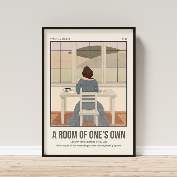 A Room of One's Own | Virginia Woolf Book Cover Art | Quote Wall Art | Retro Literary Poster | Book Lover Literature Art | Bookish Gift