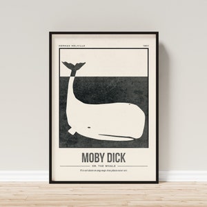 Moby Dick or, The Whale Print | Herman Melville Book Cover Art | Quote Wall Art | Retro Book Poster | Book Lover Literature Gift Wall Decor