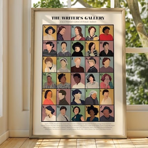 A to Z Gallery of Women Writers Print | Portrait Gallery of Women Authors | Book Lover Poster | Bookish Teacher Gift | Dorm Classroom Decor