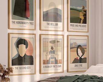 Feminist Literary Classics Prints - Women Writers Wall Art - Book Lover Gift - Bookish Decor
