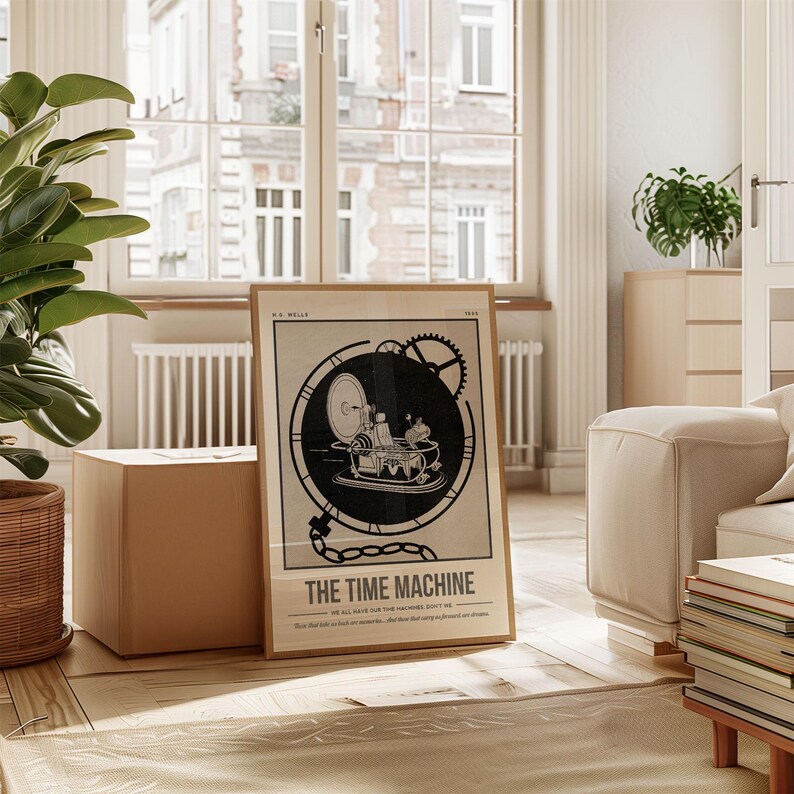 Time Machine Print | H. G. Wells Dystopian Retro Quote Poster | Book ...