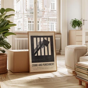 Misdaad en straf | Fjodor Dostojevski quote muurkunst | Literatuurkunst boekenliefhebber | Boekachtig cadeau afbeelding 2