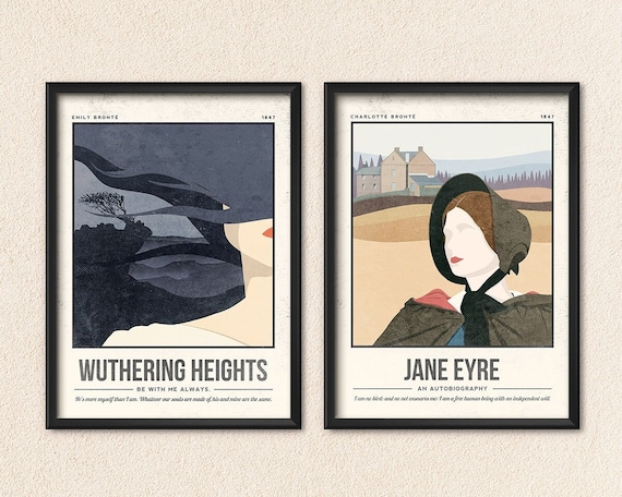 Brontë Sisters Poster Set of 2 | Wuthering Heights | Jane Eyre | Book Lover, Bookish Gift