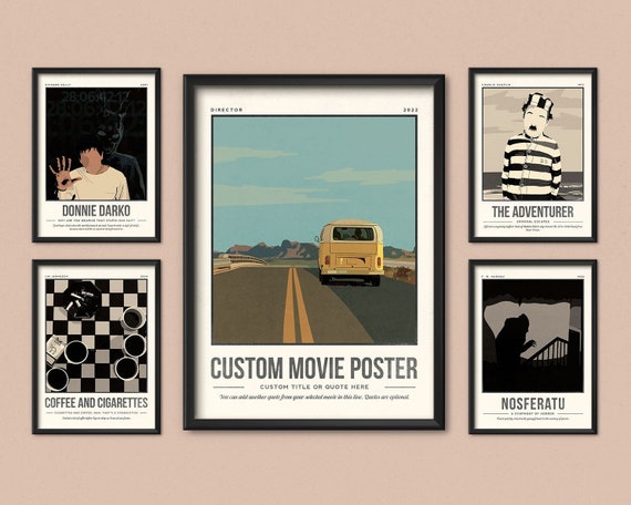Custom Movie Poster | Quote Retro Movie Illustration Print | Personalised Quote Wall Art | Film Lover Gift | Personalised Movie Home Decor