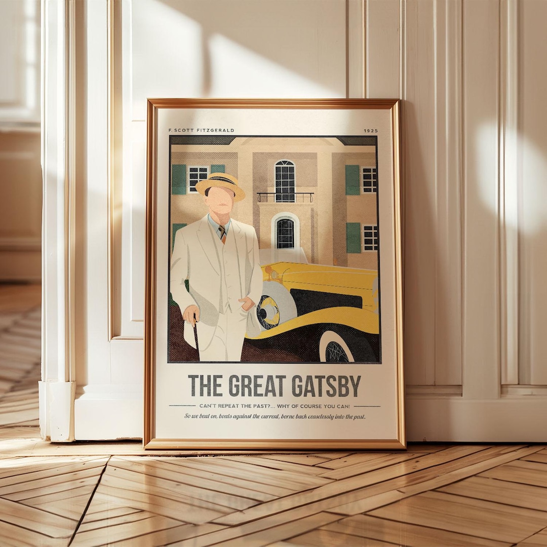 The Great Gatsby Print | F. Scott Fitzgerald Book Cover | Quote Wall ...