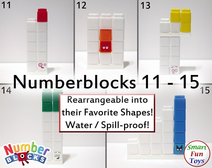 Numberblocks 11 - 15, Stackable, Waterproof, and With Custom Connectors ...