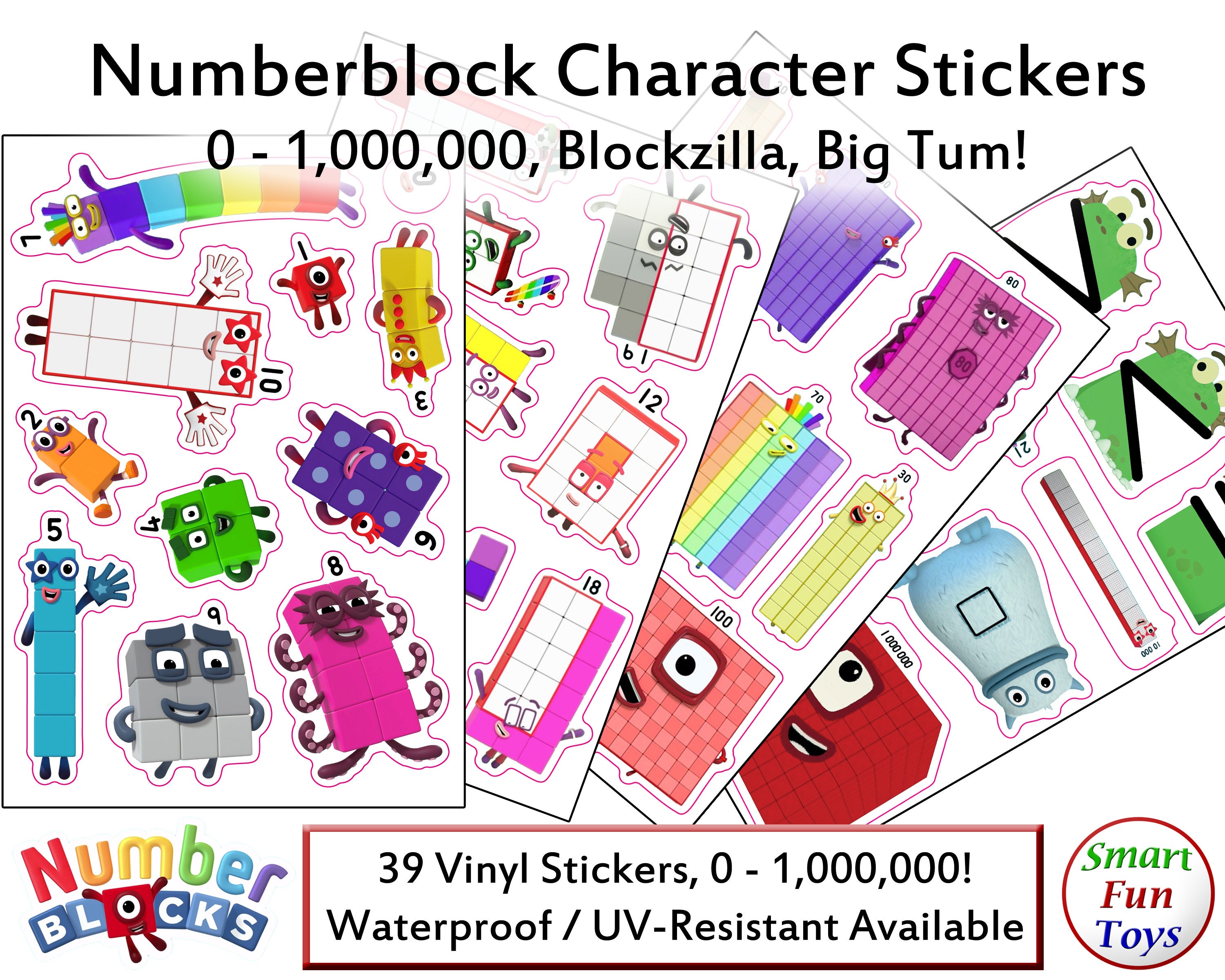 Numberblocks Stickers Glossy Vinyl 8 X 5.5in Characters 0 Etsy Canada