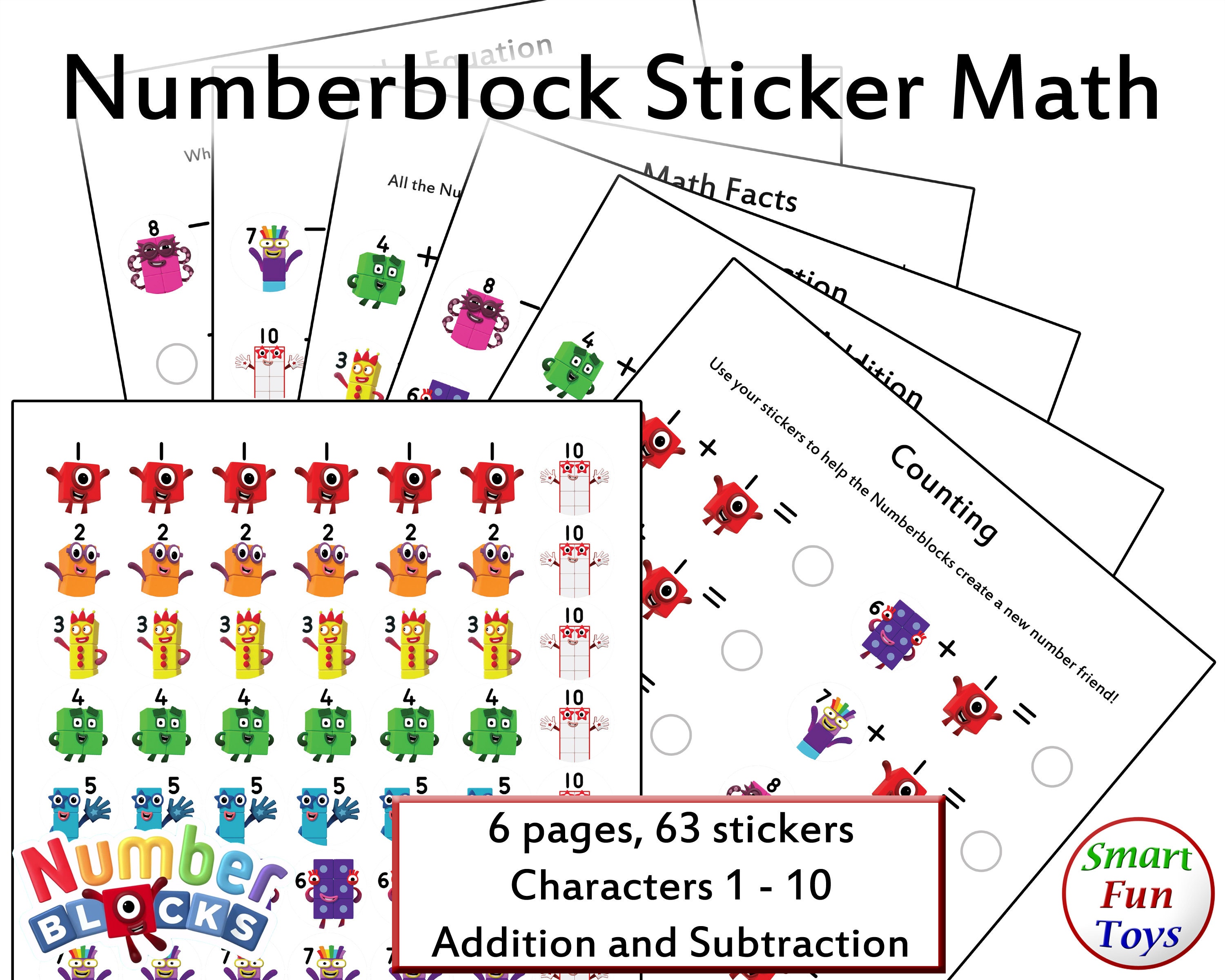 Numberblocks Stickers for 1 Blocks Characters 1-10 Number Stickers Number  Learning 