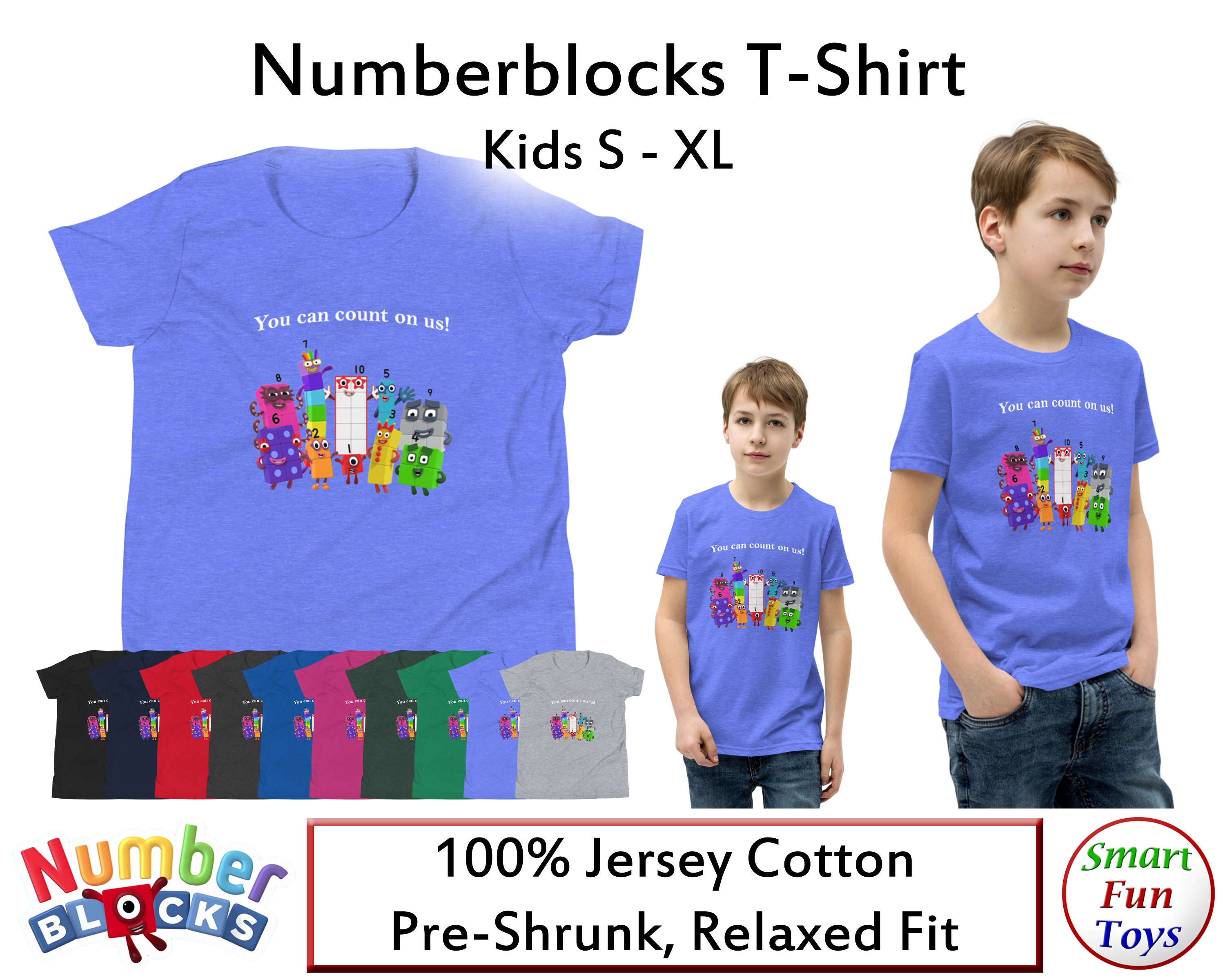 Numberblocks Youth Short Sleeve TShirt Kids S XL One Etsy