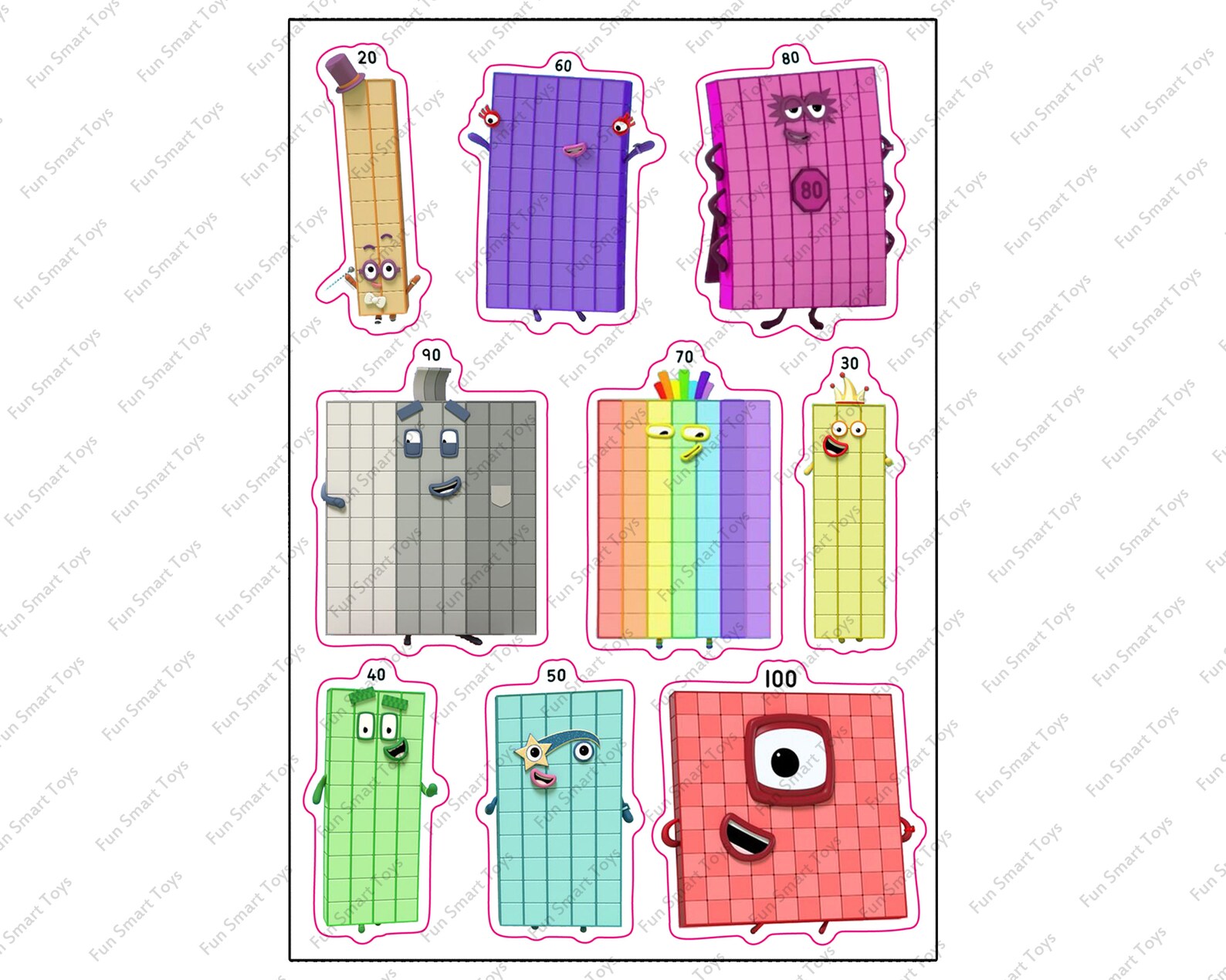 Numberblocks Stickers Glossy Vinyl 8 X 5.5in Characters 0 Etsy Ireland