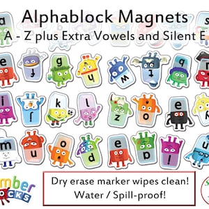 Magnetic Alphablock Set, A - Z Plus Extra Vowels and Silent