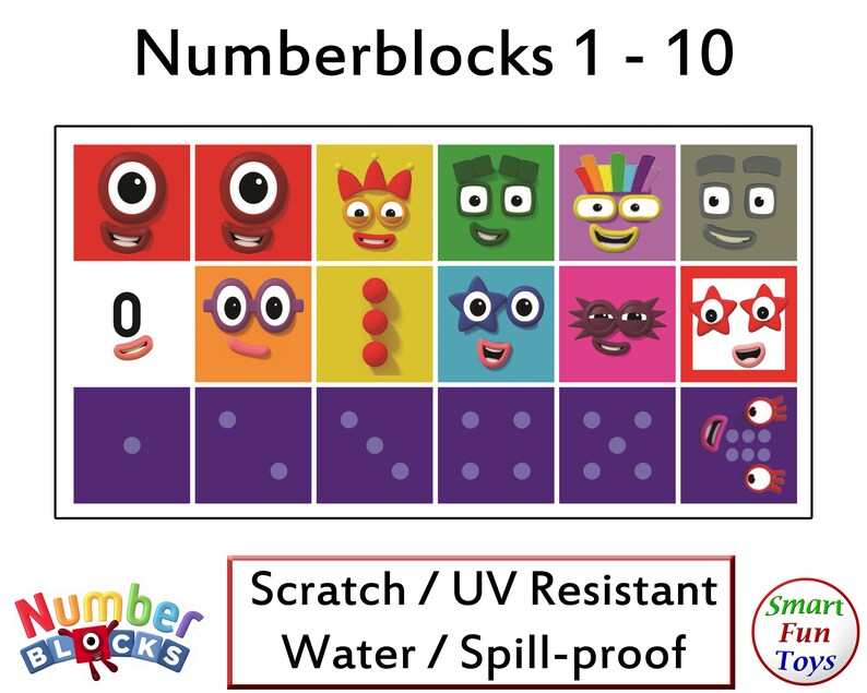 numberblocks 0 20 face and body stickers waterproof etsy