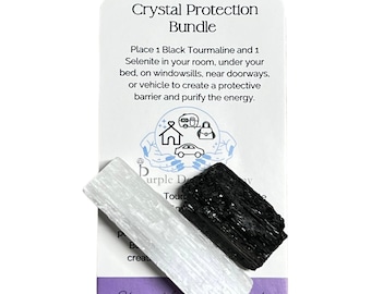 Crystal Protection Bundle: Grounding, Cleansing Black Tourmaline & Selenite