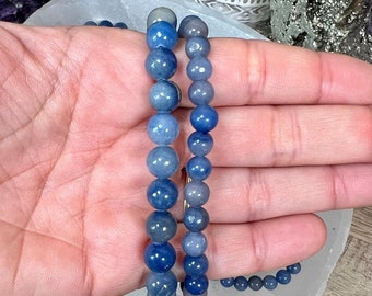 Blue Aventurine Stretch Bracelet: Gemstone Beads, Throat Chakra