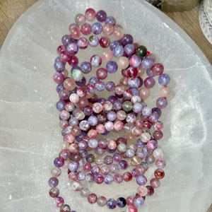 Unicorn Stone Bracelet, Lepidolite, 7mm or 8mm beads, Heart and Crown chakra, stretch bracelet, Crystal Healing