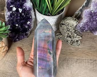 Sunset Labradorite Point 5in, home decor, crystal grid