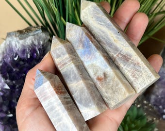 Belomorite Moonstone Sunstone Point, Yin Yang Moonstone, Meditation Tool, Healing Crystal, home decor