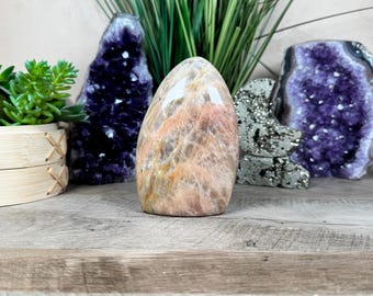 Peach Moonstone Freeform 4.72in, high flash, home decor