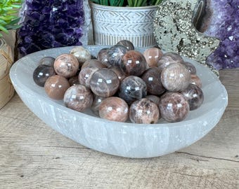 Mini Black Moonstone Sphere, crystal grid, meditation tool, pocket stone, wire wrapping