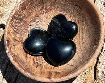 Obsidian Heart, pocket stone, crystal grid