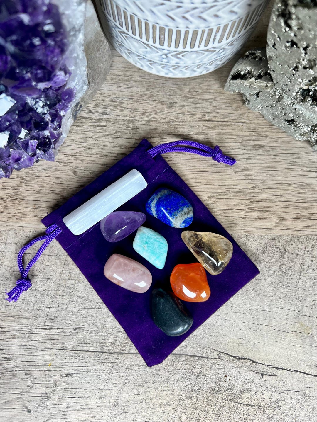 7 Chakra Tumbled Crystal Set: Healing Stones for Energy Work - Etsy