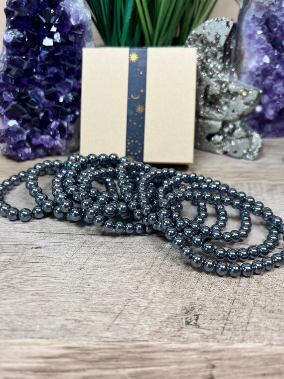 Terahertz Bracelet, Silicon, 6mm or 8mm Beads, Root Chakra