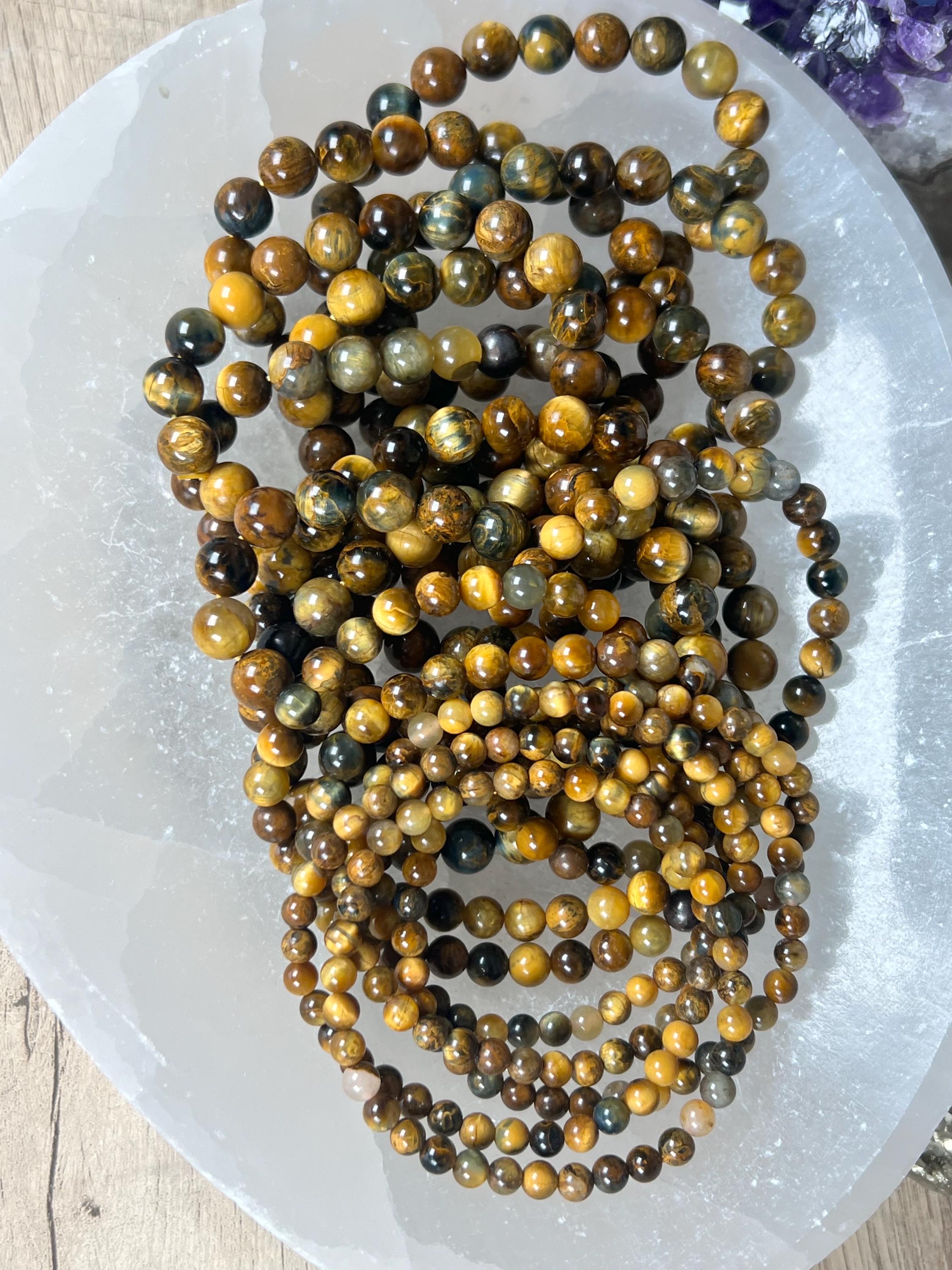Nellite Lionskin Gemstone Bracelet, Tiger's Eye Pietersite, High