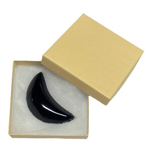 Croissant de lune en obsidienne, cristal de protection, autel de la triple déesse, cristal de guérison
