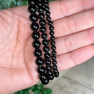 Black Obsidian Bracelet, 4mm, 6mm, or 8mm beads, Root Chakra, Empath Protection, Stretch Bracelet, Crystal Healing