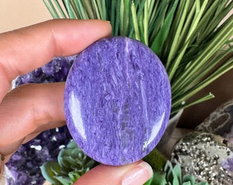 Charoite Palm Stone, meditation tool, pocket stone