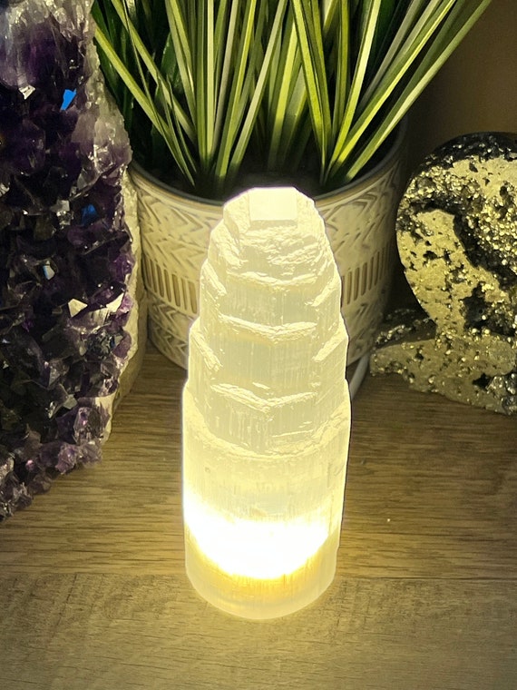 6 inch Selenite Lamp, Night Light, Energy Cleanser, Crown Chakra, Healing Crystals