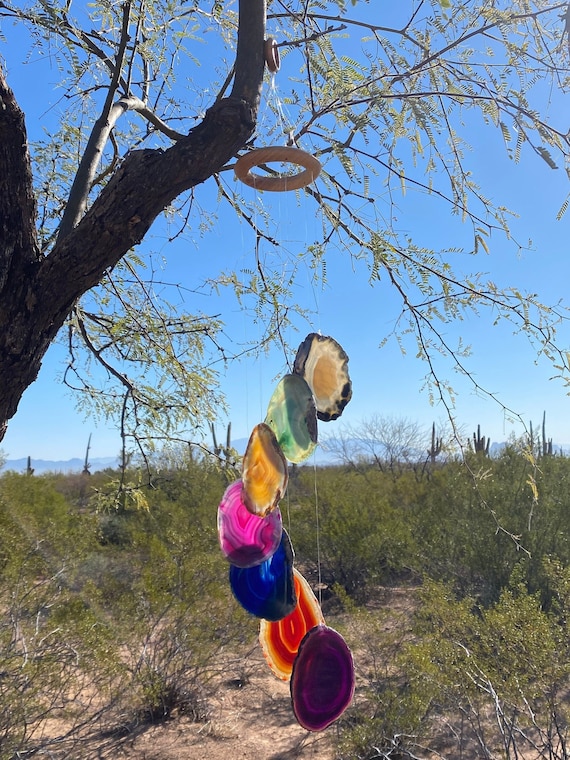 Agate Wind Chime, Crystal Home Decor, Crystal Gift, Suncatcher, Healing Crystals