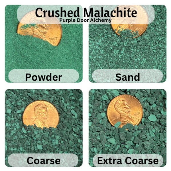 Crushed Malachite Powder, Sand, Coarse, Extra Coarse