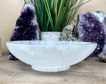 Stor selenitskål, kristallrengöring, smyckesförvaring (18 cm)