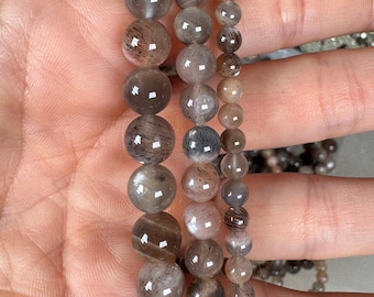 Skeletal Moonstone Bracelet, 4mm, 6mm, 8mm beads, stretch cord
