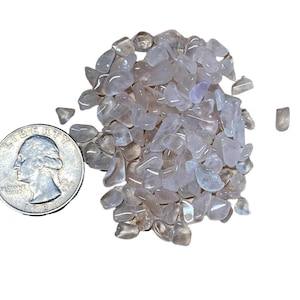 Chips de cuarzo rosa, 1 onza, 1/2 libra, 1 libra, chips de cuarzo rosa a granel, cuarzo rosa pulido, velas, joyas, incrustaciones, artes y manualidades
